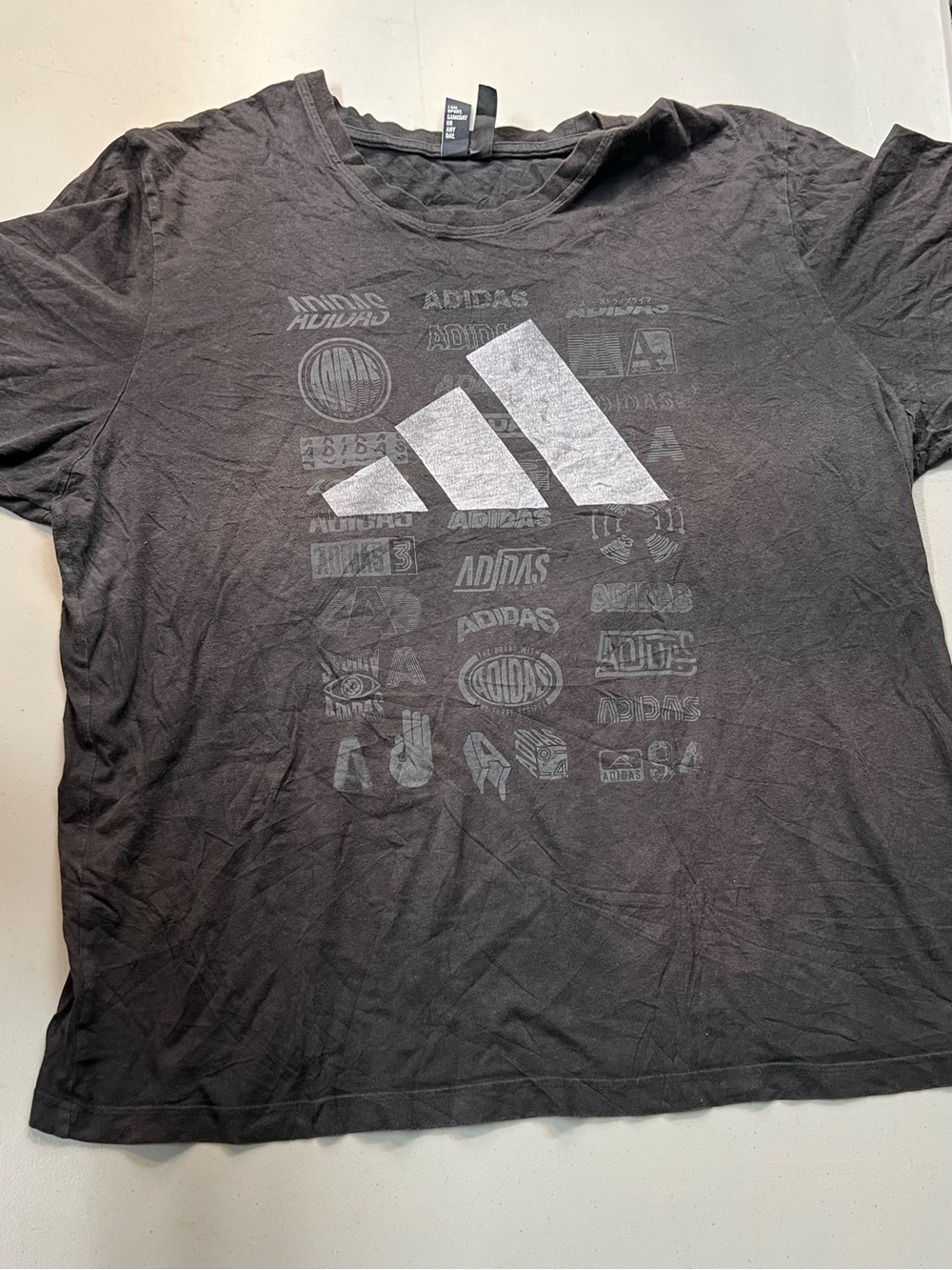 Adidas Graphic Logo Tee Black XL Faded Athletic Shirt